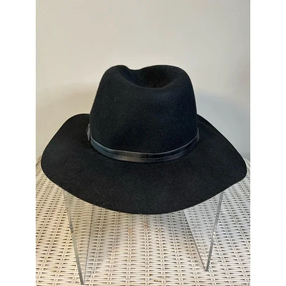 ecote Black 100% Wool Fedora Rancher Hat - Picture 5 of 7